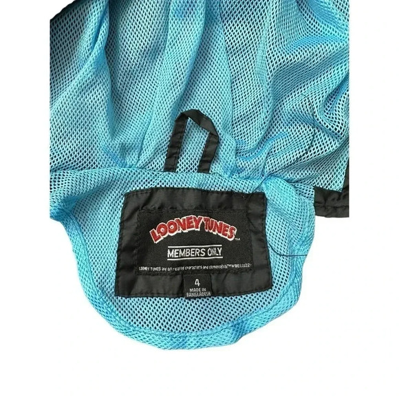 Looney Tunes Members Only Jacket Full Zip Graphic Print Black Blue kids Size 4 - Picture 4 of 5